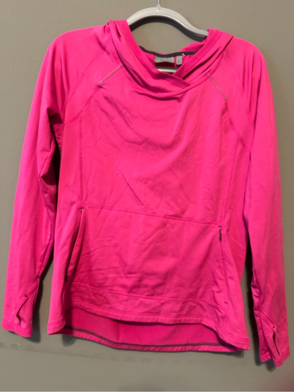 Athleta Hot Pink Pullover Hoodie with Contrast Trim